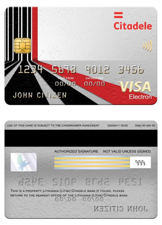 Lithuania (Litva) Citadele bank visa electron card